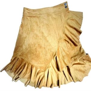 NWOT Anthropologie Maeve Ruffle Velvet Suede Wrap Skirt, Size 6